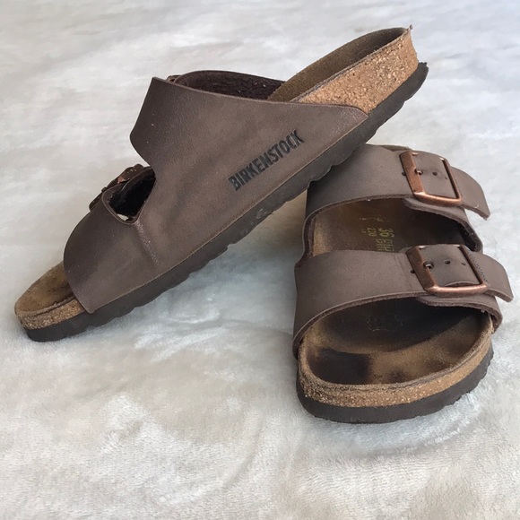 Birkenstock Shoes - Birkenstock Betula Two Strap Brown Leather Sandal